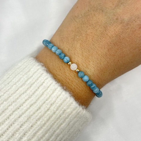 Bransoletka na jasność umysłu i wew. spokój | akwamaryn, kryształ górski