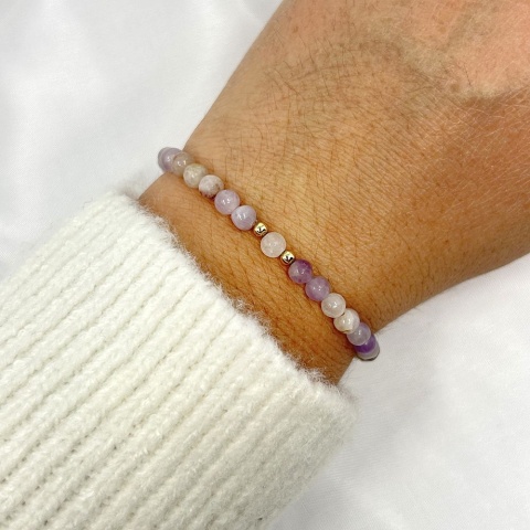 Bransoletka na oczyszczenie i wew. harmonię | jadeit lawendowy, kryształ górski