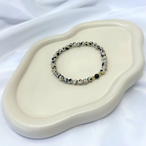 Bransoletka na ochronę i pewność siebie | jaspis dalmatyński, czarny turmalin