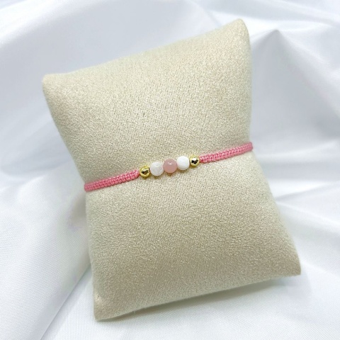 Bransoletka na miłość, spokój i równowaga emocjonalna | opal różowy, kamień księżycowy | makrama