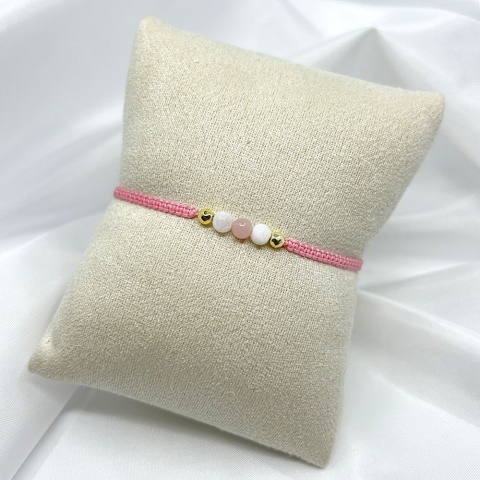 Bransoletka na miłość, spokój i równowaga emocjonalna | opal różowy, kamień księżycowy | makrama
