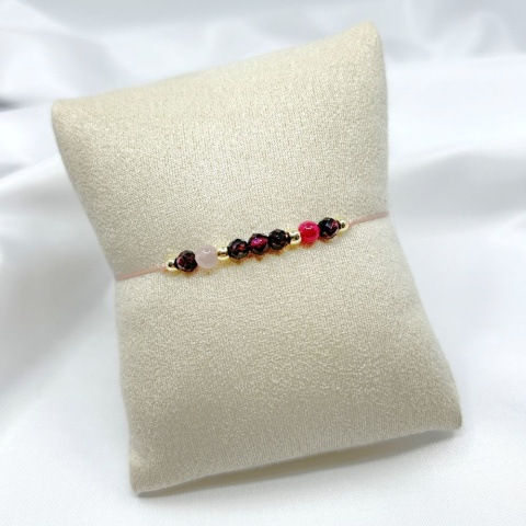 Bransoletka na przyciągnięcie prawdziwej miłości | granat, kwarc różowy, rubin