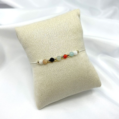 Bransoletka zodiakalna Baran | kamień księżycowy, amazonit, turmalin, karneol