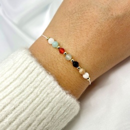 Bransoletka zodiakalna Baran | kamień księżycowy, amazonit, turmalin, karneol