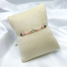 Bransoletka zodiakalna Byk | hematyt, opal różowy, kwarc różowy, labradoryt