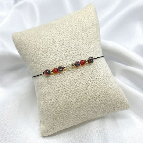 Bransoletka zodiakalna Lew | tygrysie oko, karneol, granat, kryształ górski