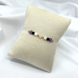 Bransoletka zodiakalna Rak | ametyst, turmalin, kamień księżycowy, kwar różowy