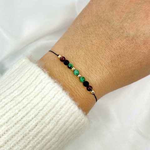Bransoletka zodiakalna Skorpion | granat, czarny turmalin, malachit